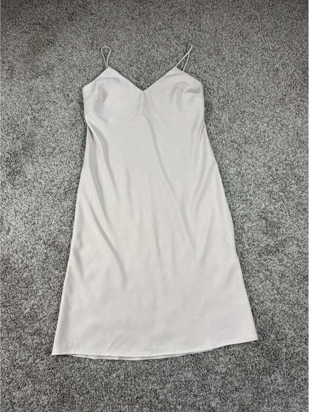 A New Day Dress Womens XS Beige Slip Spaghetti Strap Midi Slit Sleeveless‎